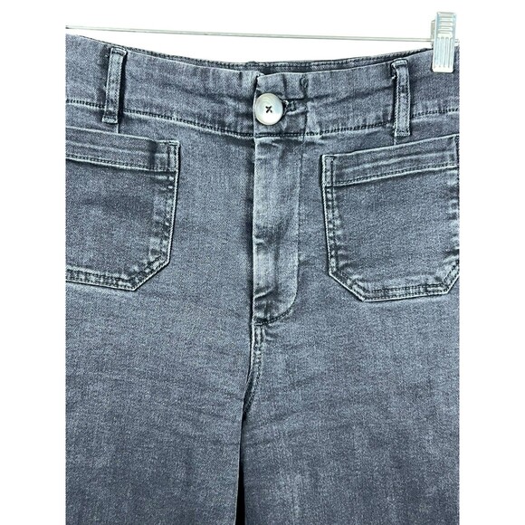 Pilcro Skipper Black Ankle Jeans Women 28‎ Wide Leg Stretch High Rise Anthro - Picture 6 of 14
